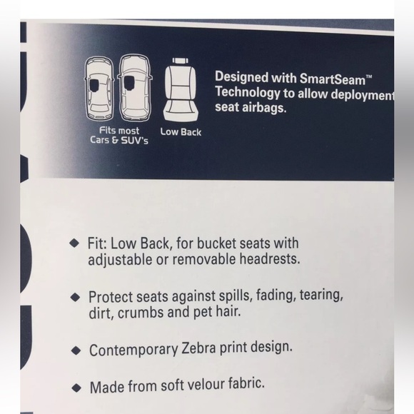 New Kraco  Seat Cover Zebra Soft Velour Fabric 1 Pack - Picture 7 of 9